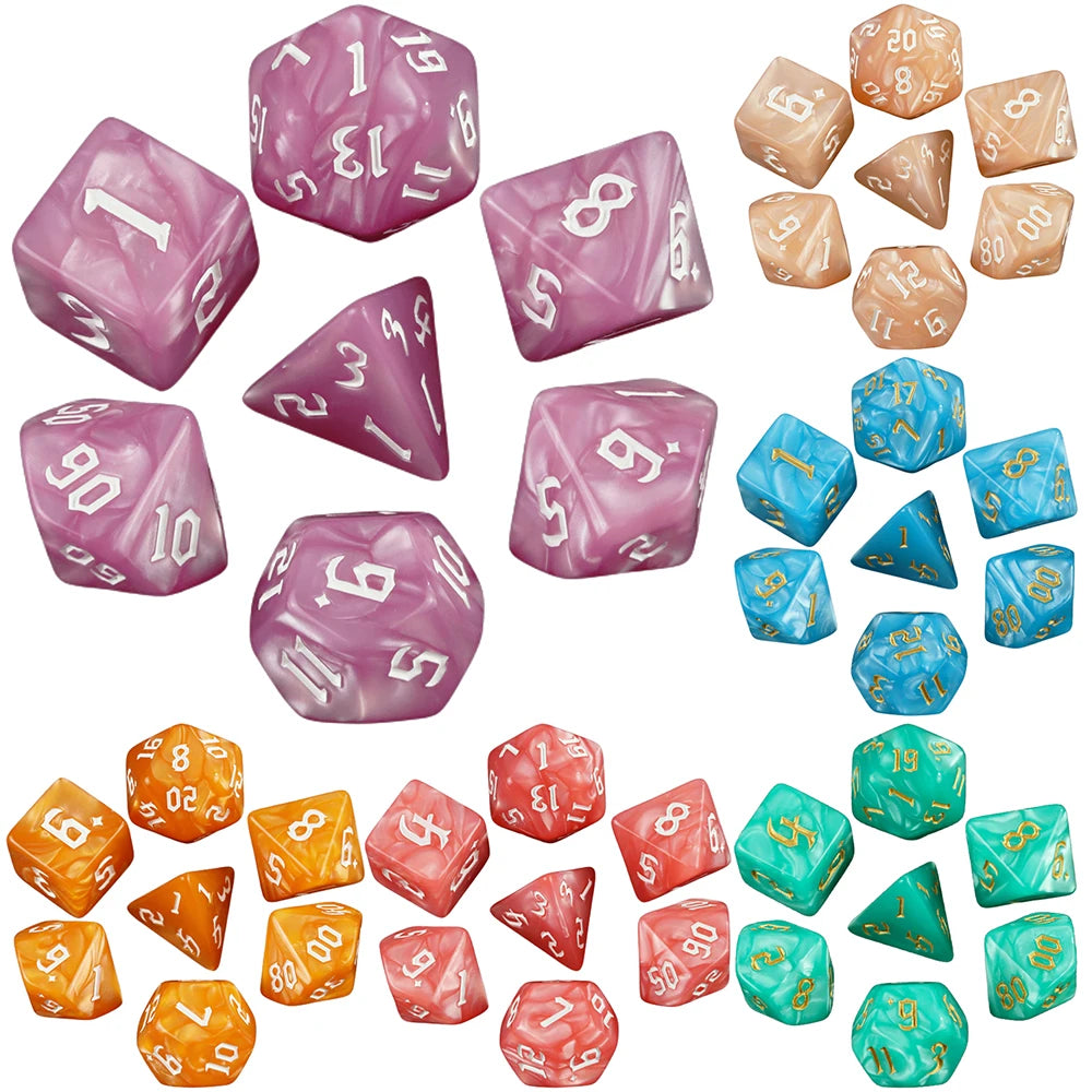 Pearl Swirl Dice Set – 6 Colours to Choose From