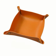 Leather Storage Tray Dice Box Coin Desktop Jewelry Box Makeup Key Tray DIY Household Folding Tray Storage Case