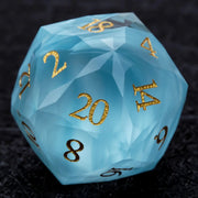 1-7pcs DND Fantasy Blue Glass Gemstone Dice Set Multi-sided Polyhedral Dice Golden Word Dice for D&D Game COC Role Playing RPG