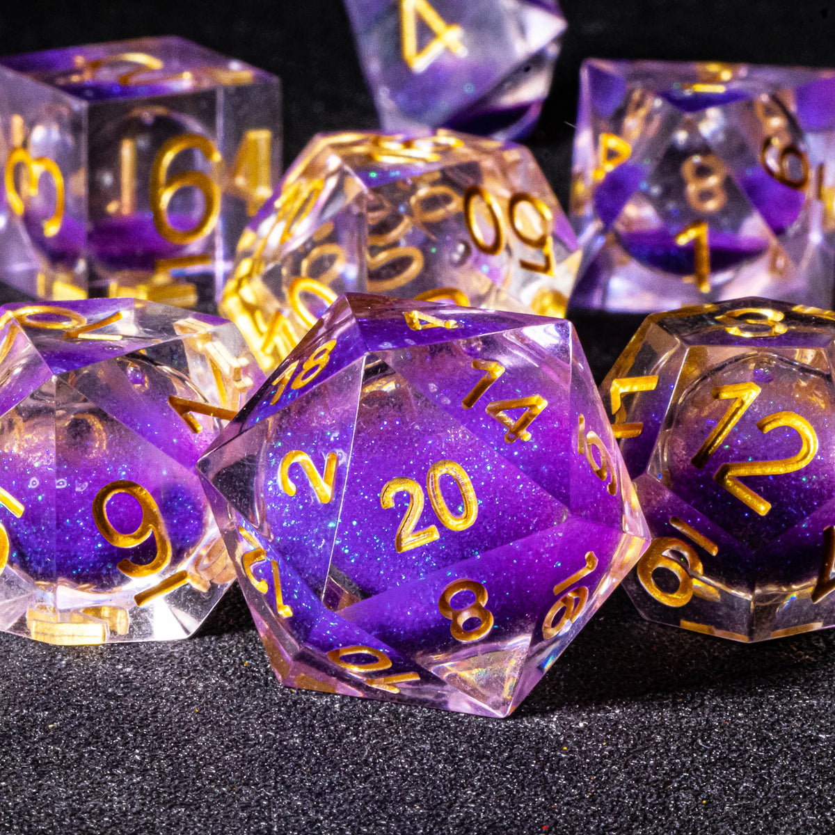 Galaxy Liquid Core Dice Set – Swirling Universe in Every Roll – 24 Colours to Choose From