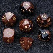 1-7pcs DND Fantasy Blue Glass Gemstone Dice Set Multi-sided Polyhedral Dice Golden Word Dice for D&D Game COC Role Playing RPG