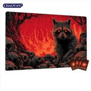 Fire Forest and Raccoon Magic Card Battle Mat TCG Playmat Anti-slip Base 35X60CM gathering gaming mats Board Game Mat for TCG
