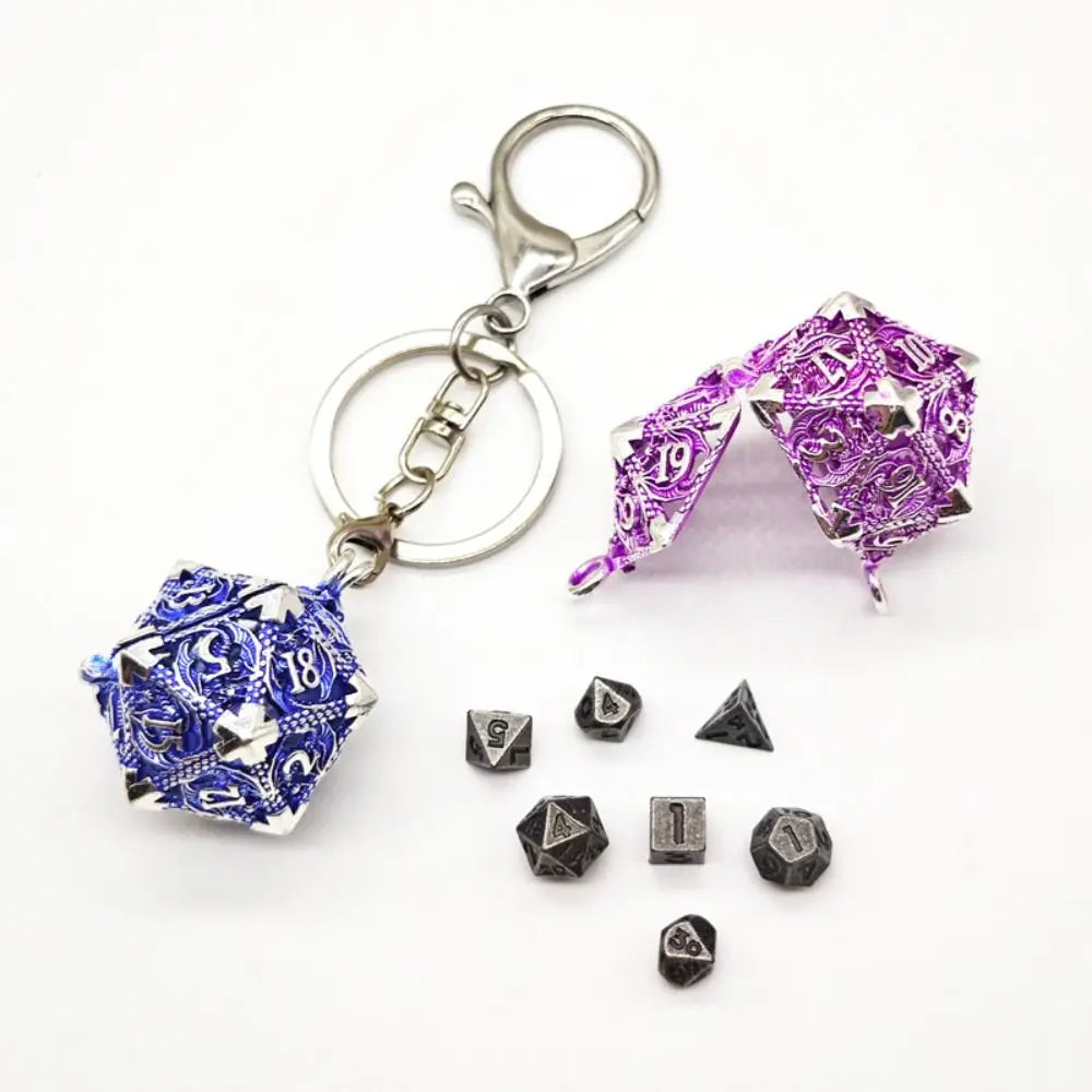 Antique Hollow Metal RPG Dice Set - Design 8