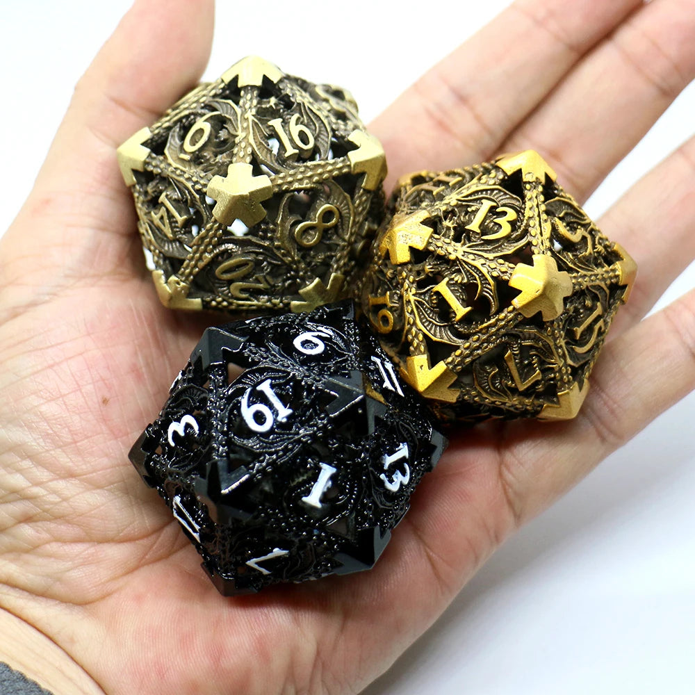 Antique Metal RPG Dice Set - Design 13