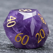 1-7pcs Purple Crystal Gemstone Dice Set Golden Word DND Dice Multi-sided Polyhedral Dice for D&D Game COC Role Playing RPG Table