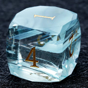 1-7pcs DND Fantasy Blue Glass Gemstone Dice Set Multi-sided Polyhedral Dice Golden Word Dice for D&D Game COC Role Playing RPG