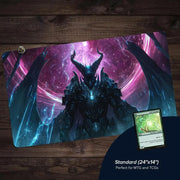Dark Fantasy Demon Knight MTG Playmat Magic Card Mat with Stitched Edge Non-Slip Durable Tabletop playmat Board Game Mat for TCG