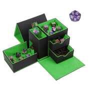 3-in-1 PU Leather Dice Tower & Storage Box with Drawers for Tabletop RPG