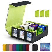 Leather Trading Card Storage Box 5 Rows Magnetic Closure Game Cards Box With Viewing Windows Card and Note Storage Supplies
