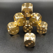 6pcs 15mm Solid Brass Gold Metal Dice - Hand Polished 6-Sided High-Quality Game Dice Stress Relieving Family Gathering Toy