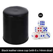 Dices Shake Container with 6 Dices Set For Table Board Game Dices Cup PU Leathers Stable Sturdy Comfortable Hand Feeling 24BD