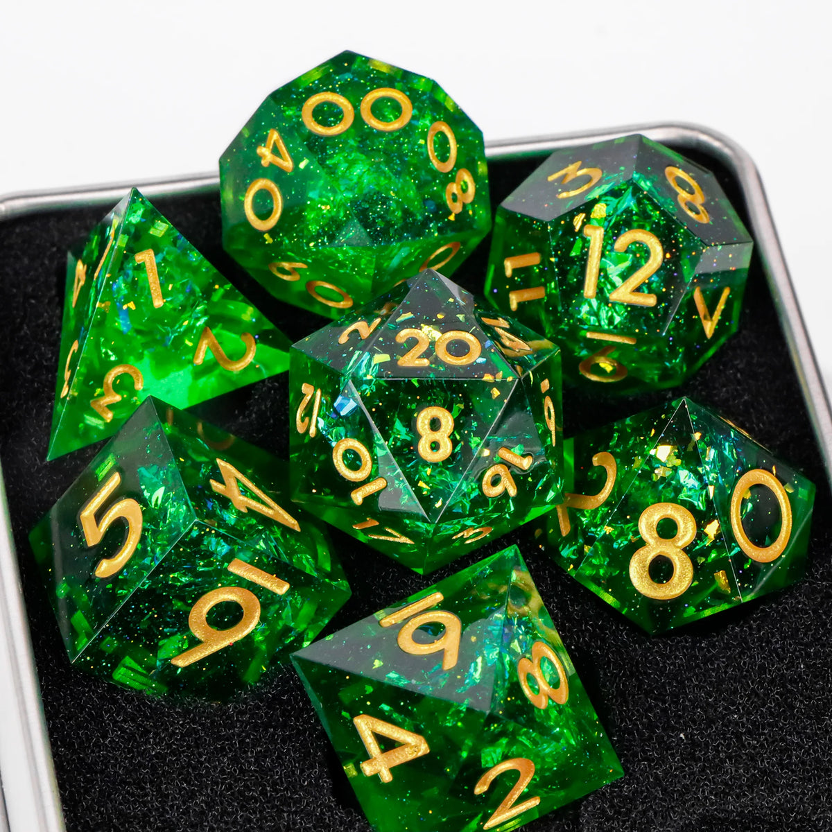 Handmade Sharp-Edge Resin Dice Set – 26 Colours to Choose From
