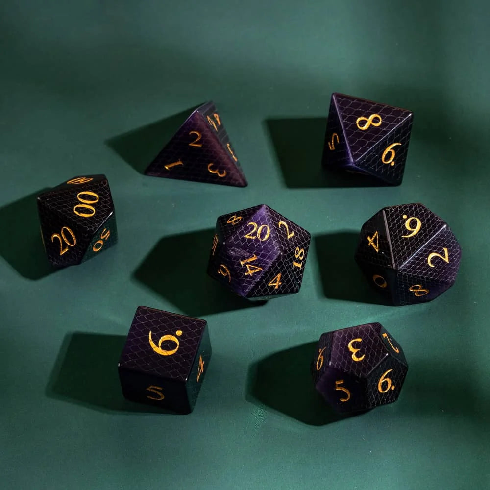 Purple Stone Dragon Eye RPG Dice Set