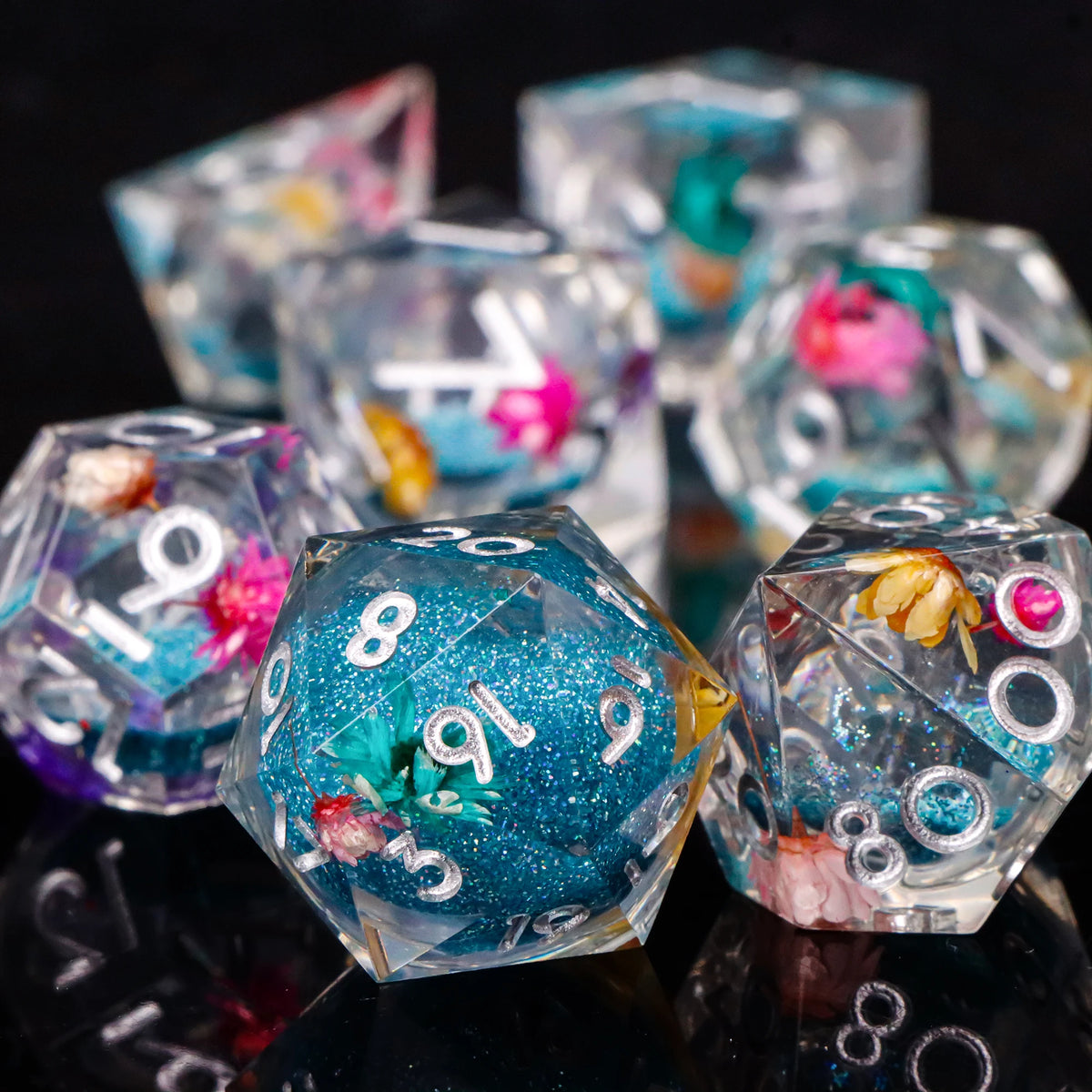 Handmade Sharp-Edge Resin Dice Set – 26 Colours to Choose From