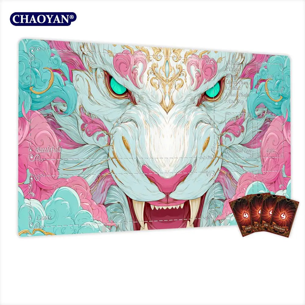 Fantasy White Beast TCG Playmat Magic Card Battle Mat Non-Slip Durable 35X60CM Commander playmat Board Game Mat for TCG Card Pad